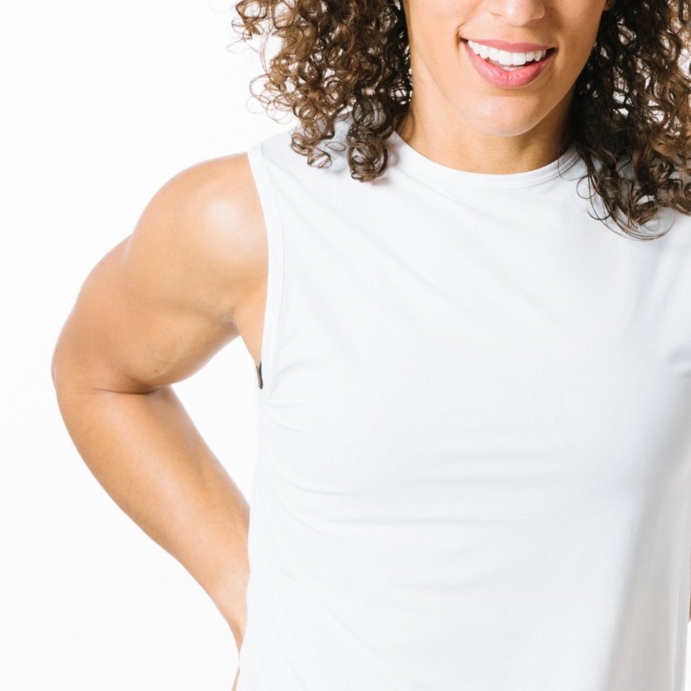 White Slit Muscle Tank